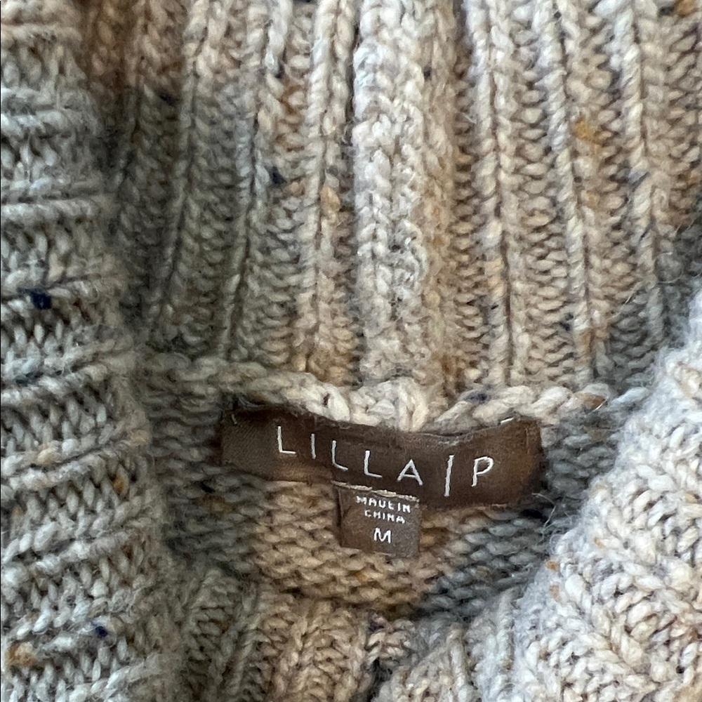 Lilla P Neutral Flecked Cream Turtleneck Sweater
